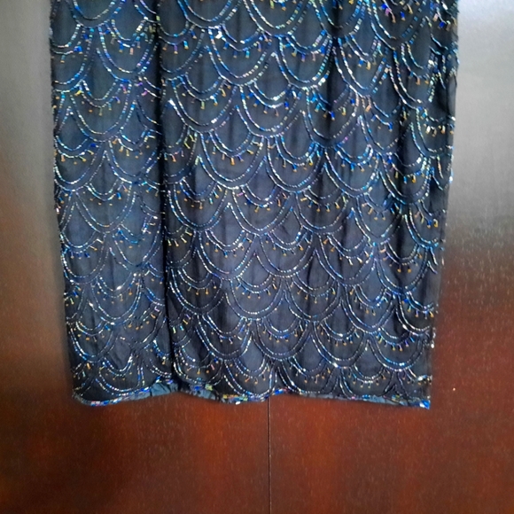 Vintage 90s Principles Black Silk Beaded Cocktail Dress - Picture 5 of 10